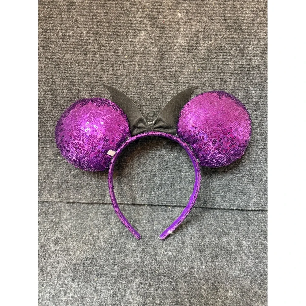Disney Parks Minnie Mouse Purple Sequin Bat Wing Halloween Headband 36233236-052